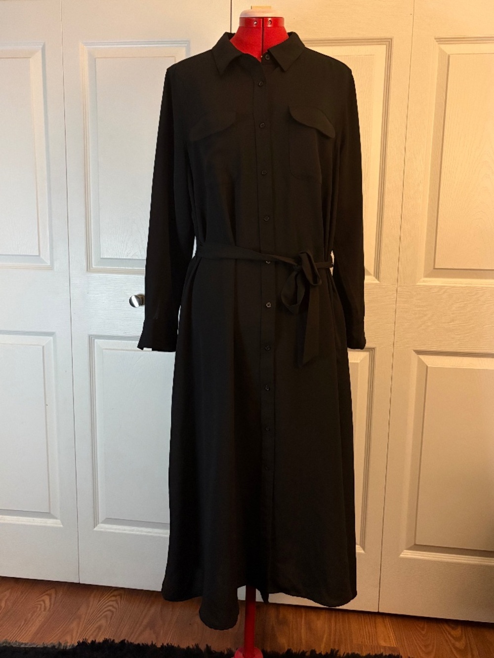 Black Alfani Long Sleeve Shirt Dress L